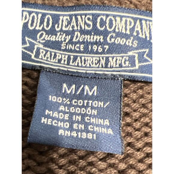 Ralph Lauren Polo Jeans Co Cotton Chunky-Knit 1/4 Zip Sweater Size Medium VTG - Picture 6 of 7